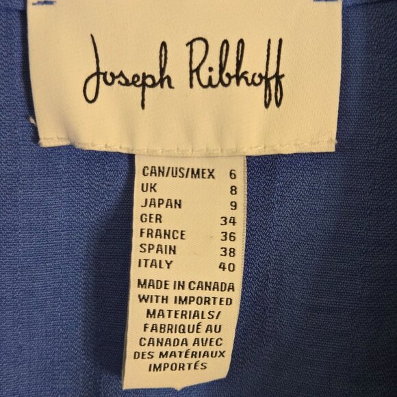 Joseph Ribkoff Tie Front Blouse Tunic Blue Mother Of Pearl Button Size 6 - Picture 7 of 8